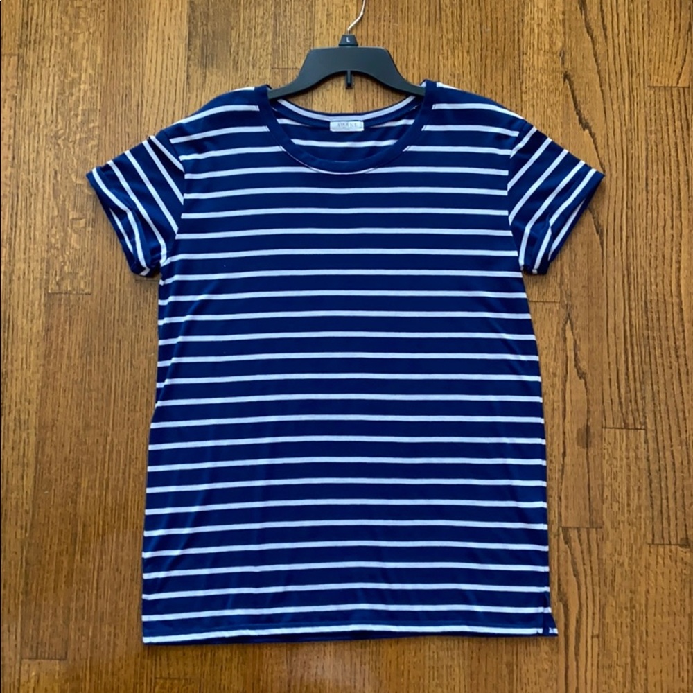 Navy and White Striped Short-Sleeve Shirt